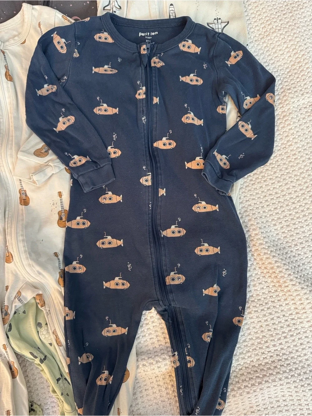 Bundle of 7 Petit Lem Zippered Footie Pajamas